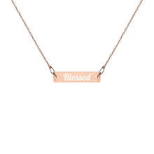 Load image into Gallery viewer, Blessed Engraved Silver Bar Chain Necklace