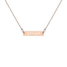 Load image into Gallery viewer, God is good Engraved Silver Bar Chain Necklace