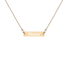 Load image into Gallery viewer, Blessed Engraved Silver Bar Chain Necklace