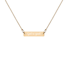 Load image into Gallery viewer, God is good Engraved Silver Bar Chain Necklace