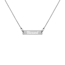 Load image into Gallery viewer, Blessed Engraved Silver Bar Chain Necklace