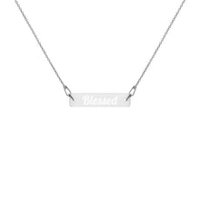 Load image into Gallery viewer, Blessed Engraved Silver Bar Chain Necklace